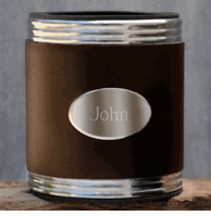 Personalized Brown Leather Can Koozie - Groomsmen Gifts