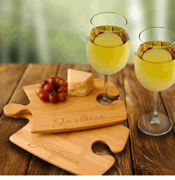 Personalized Puzzle Cutting Board Set with Two Wine Glasses - Groomsmen Gift