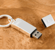Sterling Silver Plated 512MB USB Flash Keychain - Groomsmen Gifts