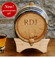 Oak Whiskey Barrel and Stand for Groomsmen