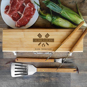 Personalized Grill Set with Bamboo Case